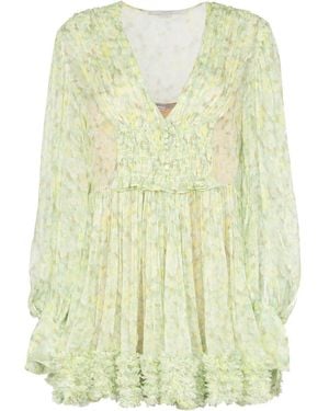 Stella McCartney Ruffle Printed Mini Dress - Yellow