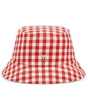 Ami Paris Plaid Bucket Hat - Red