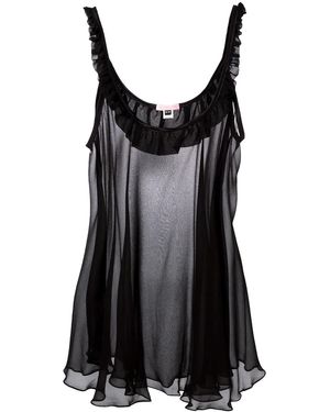 Gilda & Pearl Bardot Sheer Slip Dress - Black