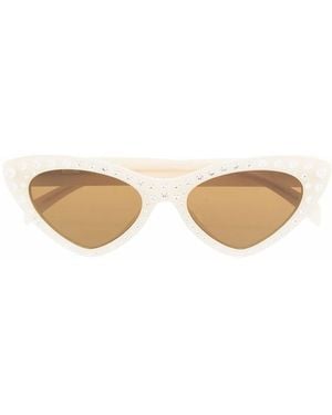 Moschino Crystal-Embellished Cat-Eye Frame Sunglasses - Natural