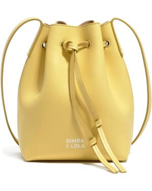 Bimba Y Lola Leather Drawstring-Closure Bucket Bag - Yellow