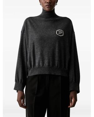 ERMANNO FIRENZE Logo-Patch Roll-Neck Sweater - Black