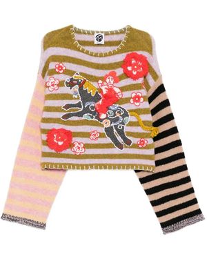 YANYAN KNITS Fuzzy-Horse Jumper - Red