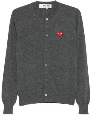 COMME DES GARÇONS PLAY Logo Heart-Emblem Cardigan - Gray