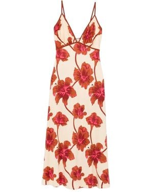 Johanna Ortiz Sendero De Astromelias Midi Dress - Red