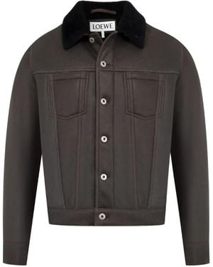 Loewe Button Shearling Trucker Jacket - Black