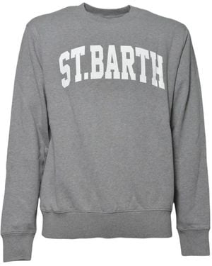 MC2 Saint Barth Soho Cotton Sweatshirt With St. Barth Print - Grey