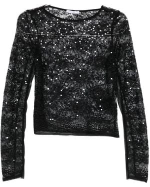 Patrizia Pepe Sequin-Embellished Long-Sleeved Top - Black