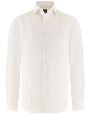 BOGGI Striped Linen Shirt - White