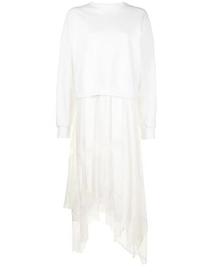 Goen.J Sweatshirt-Layered Lace Dress - White