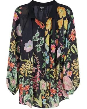 LAVI COUTURE Afrodite Floral-Print Ramie Shirt - Black