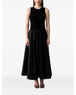 Pedro Del Hierro Madrid Vestido Midi Fruncido De Canalé - Negro