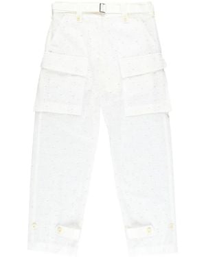 Sacai Logo-Embroidery Pants - White