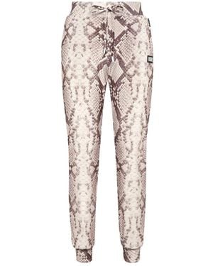 Philipp Plein Python-Print Drawstring Trousers - Natural