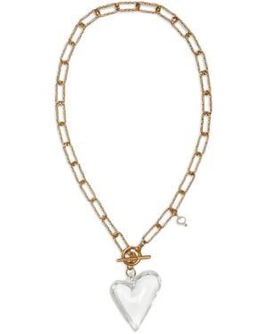 Labelled Jewellery Heart Of Glass Toggle Chain Necklace - Metallic
