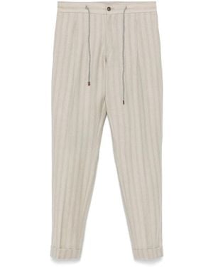 Barba Napoli Herringbone Chino Trousers - Natural