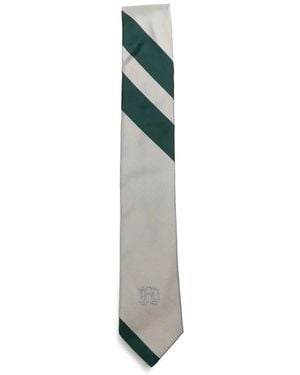 Enfants Riches Deprimes Striped Embroidered-Logo Tie - Green