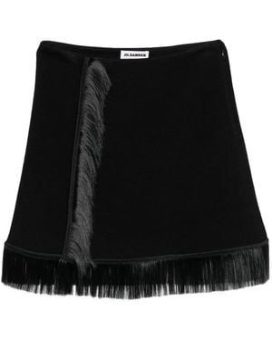 Jil Sander Minirock mit Fransen - Schwarz