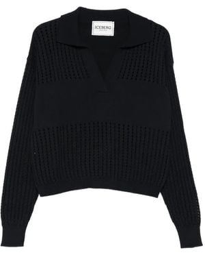 Iceberg Polo-Collar Sweater - Black