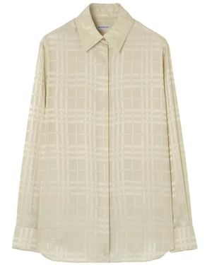 Burberry Plaid Silk Shirt - White