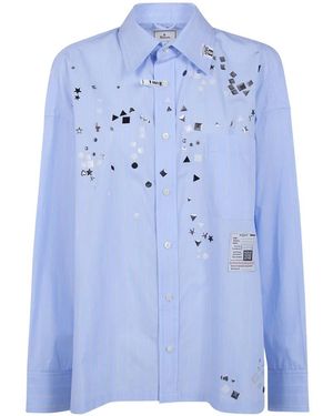 Maison Mihara Yasuhiro Stud-Embellished Striped Shirt - Blue