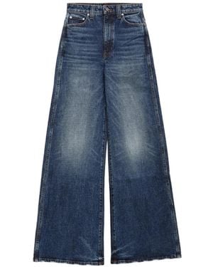 KHAITE Wide-Leg Whiskered Jeans - Blue