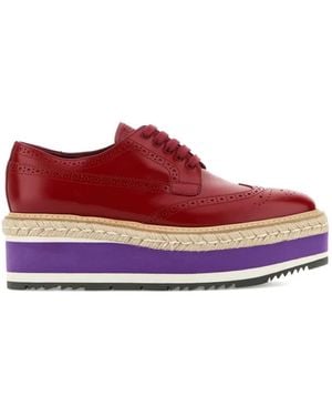 Prada Leather Lace-Up Shoes - Red