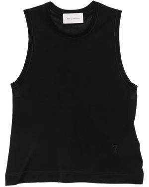 Ami Paris Top Con Logo Bordado - Negro