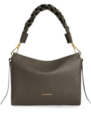 Coccinelle Boheme Braided-Handle Leather Tote Bag - Grey