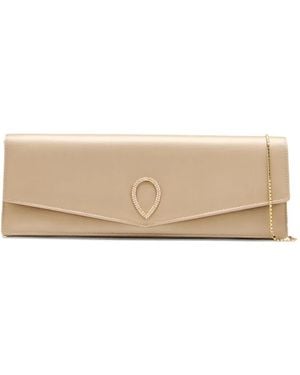 Jennifer Chamandi Pearl-Embellished Clutch Bag - Natural