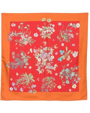 Mantero 1902 Floral-Print Silk Scarf - Red