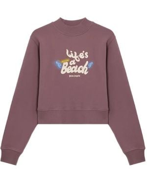 Palm Angels Life's A Beach Cropped Sweatshirt - Purple