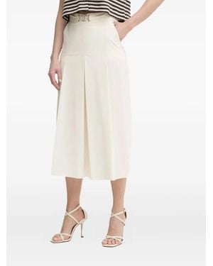 Twinset Pleated Belted Midi Skirt - White