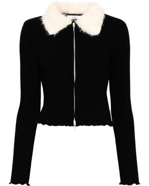 B+ AB Zip-Up Ribbed Cardigan - Black