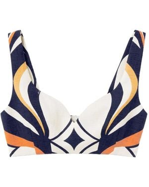 La DoubleJ Abstract-Print Sweetheart Top - Blue