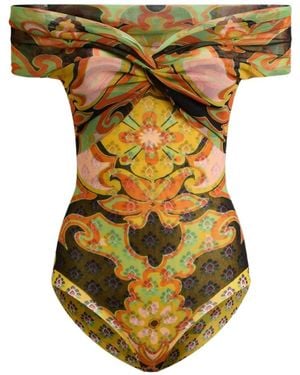 Etro Floral-Print Bodysuit - Yellow
