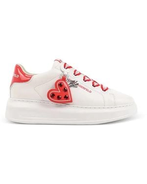 KARL LAGERFELD Heart-Motif Logo-Print Trainers - Pink