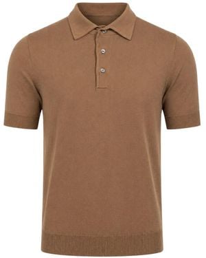 FILIPPO DE LAURENTIIS Short-Sleeved Polo Shirt - Brown
