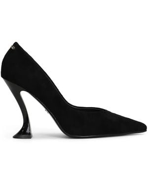 Lola Cruz Eugenia 95 Suede Court Shoes - Black