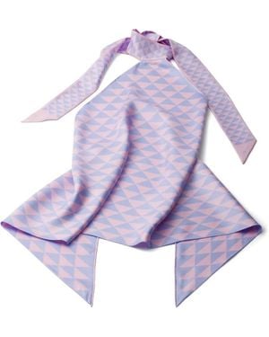 Prada Haut Imprimé En Soie À Dos Nu - Purple