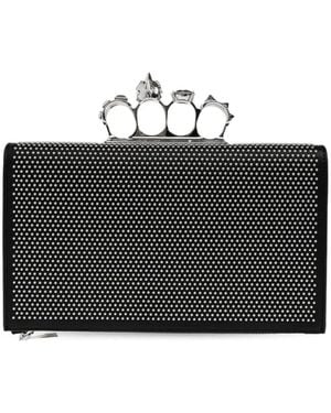 McQueen Knuckle Studded Clutch Bag - Black