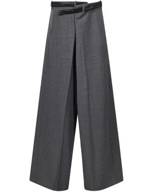 DARKPARK Gaia Belted Palazzo Trousers - Grey