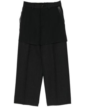 Undercover Layered-Panel Wide-Leg Pants - Black