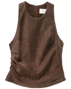 ARMARIUM Pernilla Ruched Suede Top - Brown