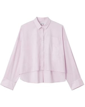 Enfold Stepped-Hem Patch-Pocket Shirt - Pink