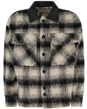 Entire studios Check-Pattern Wool-Blend Shirt Jacket - Gray