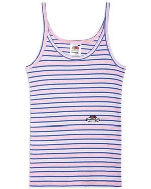 HOMMEGIRLS X Fruit Of The Loom Striped Ribbed Vest - Purple