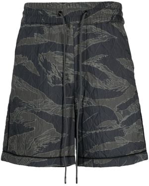 Mostly Heard Rarely Seen Quilted Camouflage Track Shorts - Grey