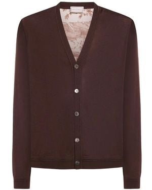 Pierre Louis Mascia V-Neck Print Cardigan - Brown