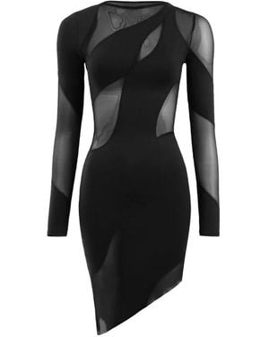 OW Collection Robe Asymétrique Spiral À Manches Longues - Noir
